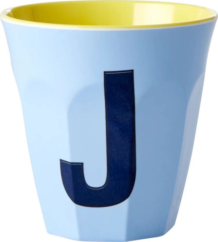 Rice melaminkopp medium bokstav J 30 cl Soft blue
