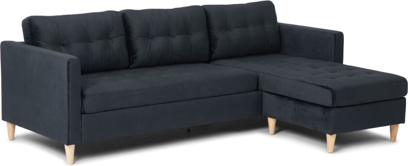 Marino sofa BA4, sjeselongsofa høyre eller venstresnudd i velur svart.