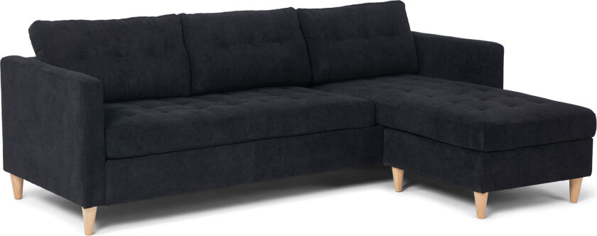 Marino sofa AB3, sjeselongsofa høyre eller venstresnudd i fløjl svart.