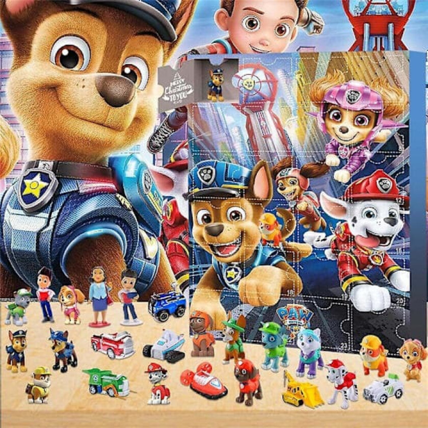 Adventskalender 2026 Paw Patrol 24-delt sett med dukkeleker 24-dagers nedtellingskalender blindboks