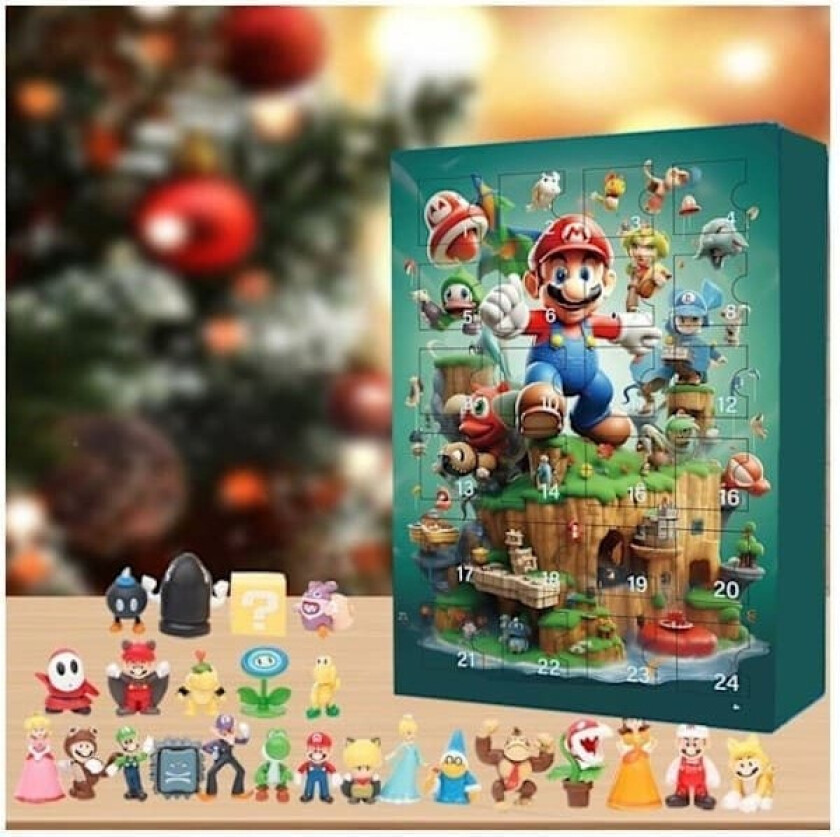 Bilde av Adventskalender med 24 deler Mario Jul 24 dagers nedtellingskalender Blind Box Julegaver Barn Voksne