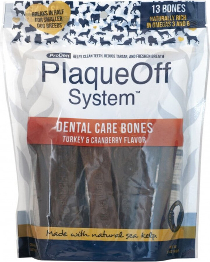 PlaqueOff Dental Care Bones Kalkun & Tranebær 482 g