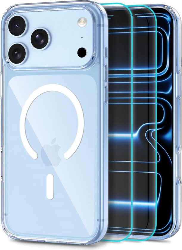 iPhone 18 Pro Max / 17 Pro Max Tech-Protect FlexAir Hybrid Deksel med 2 Stk. Skjermbeskyttelse - MagSafe Kompatibel - Gjennomsiktig