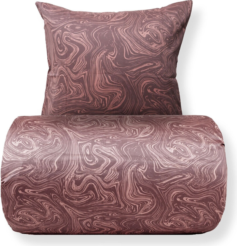 Sateng sengesett - 140x220 cm - 100% Bomullssateng - Marble rosa