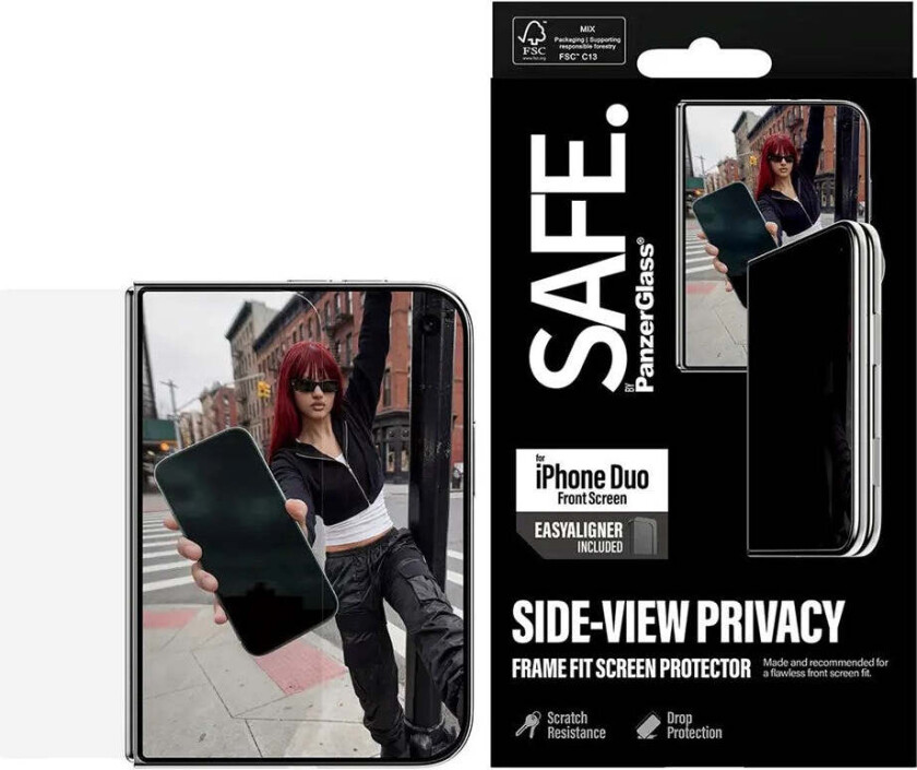 2-Way Privacy Screen Protector Apple iPhone Duo | Ultra-Wide Fit m. EasyAligner (sub-screen)