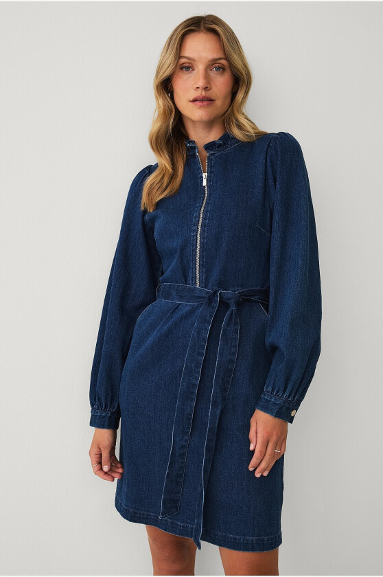 Denimkjole med glidelås - Blå