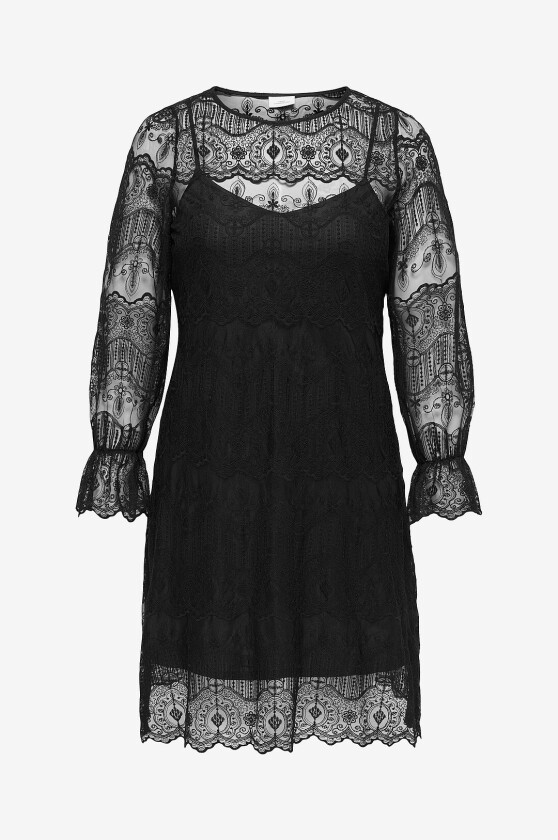 Midikjole Carzenna L/s Lace O-neck - Svart