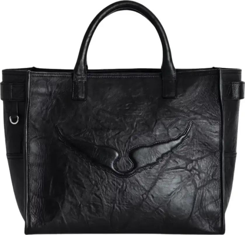 Angel Tote Wings Cow Burnish - Noir One Size