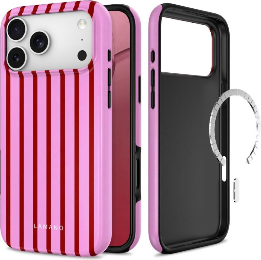 Lamano MagSafe-etui til iPhone 18 Pro Max / 17 Pro Max – Rosa/Rød