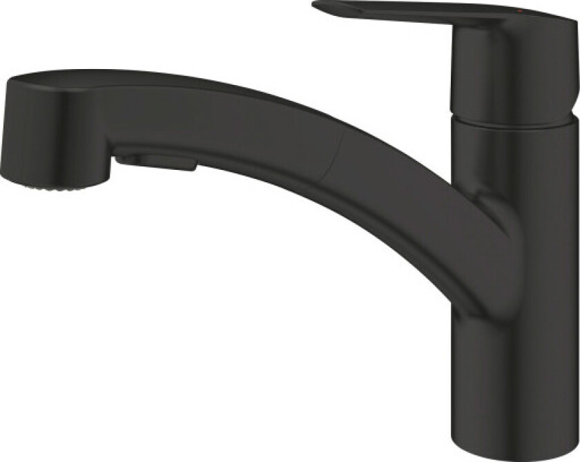 Start kjøkkenarmatur, uttrekkbar tut, matt sort