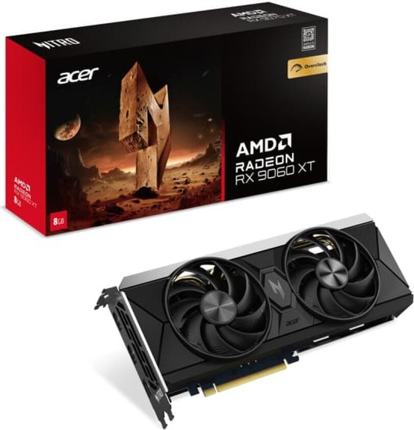Nitro Radeon RX 9060 XT 8GB grafikkort (sort)