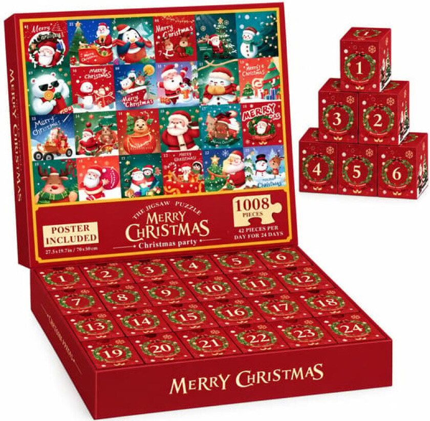 Adventskalender - Puslespill 1008 brikker - Julekalender 2026