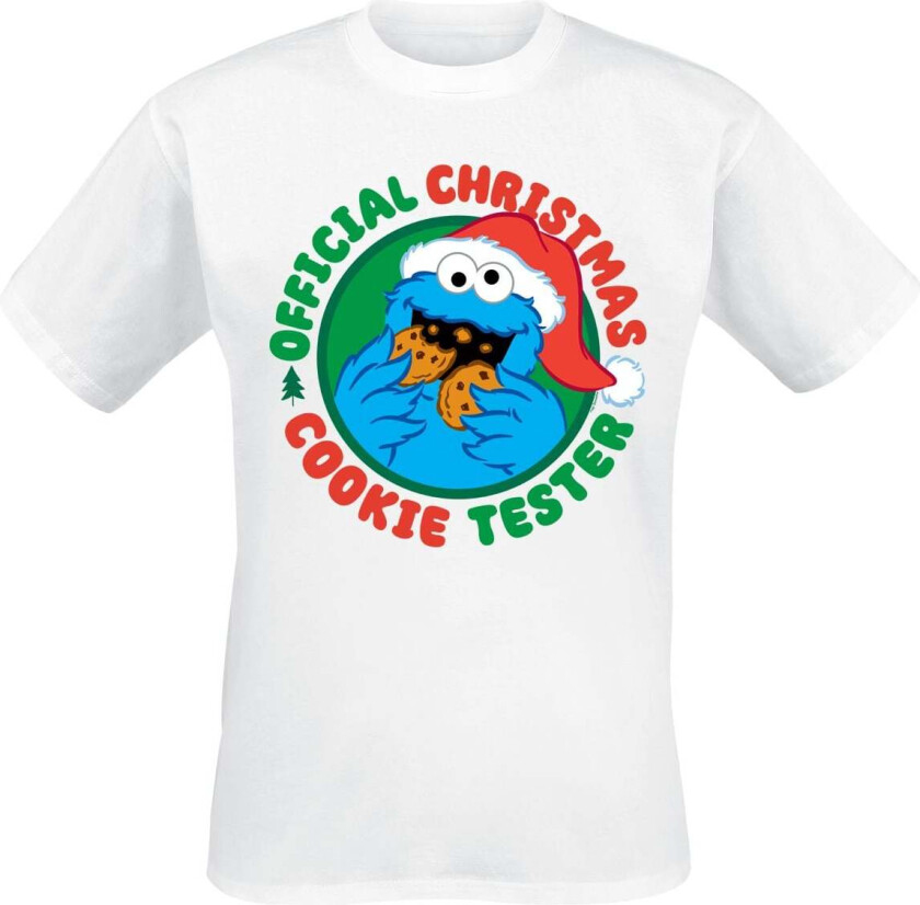 T-skjorte - Krümelmonster - Official Christmas Cookie Monster - M til 5XL - Herrer - hvit