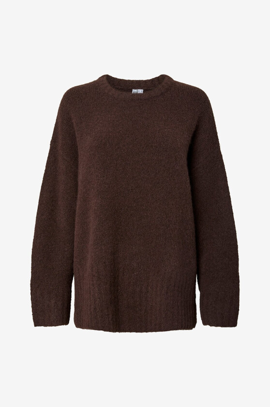 Genser Pctina Ls O-Neck Knit - Brun