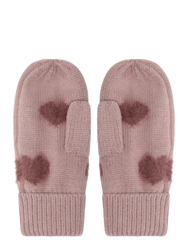 Knitted Mittens Soft Teddy - FAWN - 4-6Y