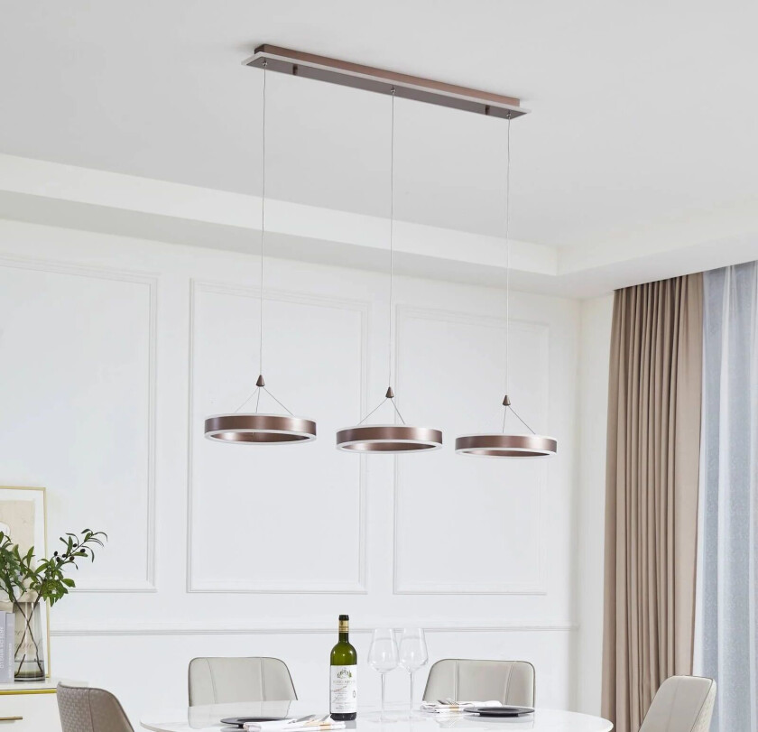 Kolo LED-pendel, 3-lys, kaffe, dimbar