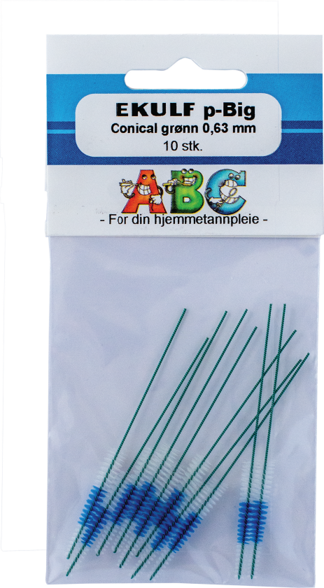 p-Big Conical Mellomromsbørste, Grønn, 0,63 mm, 10 stk.