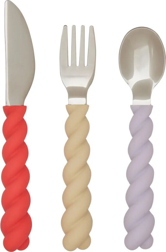 Bilde av Mellow barnebestikk sett 3 deler Lavendel-Vanilla-CherryRed