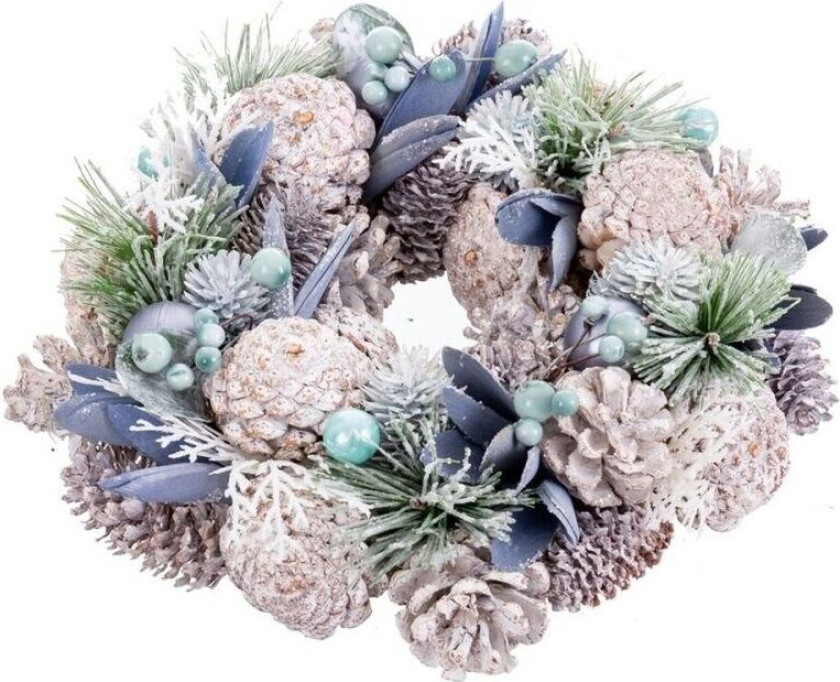 Julekrans Blå Flerfarget Plastskum 26 x 26 x 7,5 cm