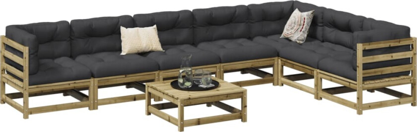 Hagesofasett 8 deler impregnert furu