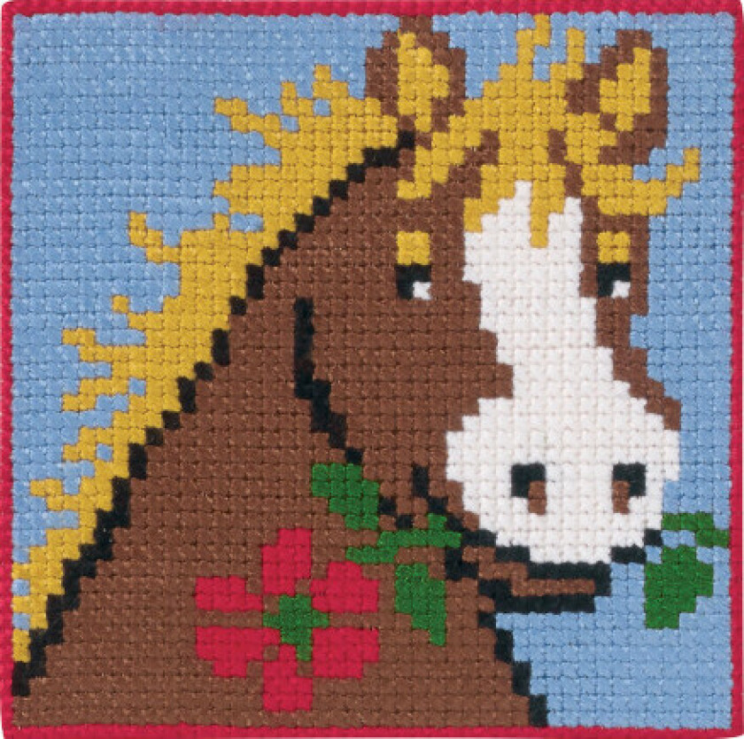 Bilde av Broderisett Påtegnet Stramei til Barn Hest 25x25cm