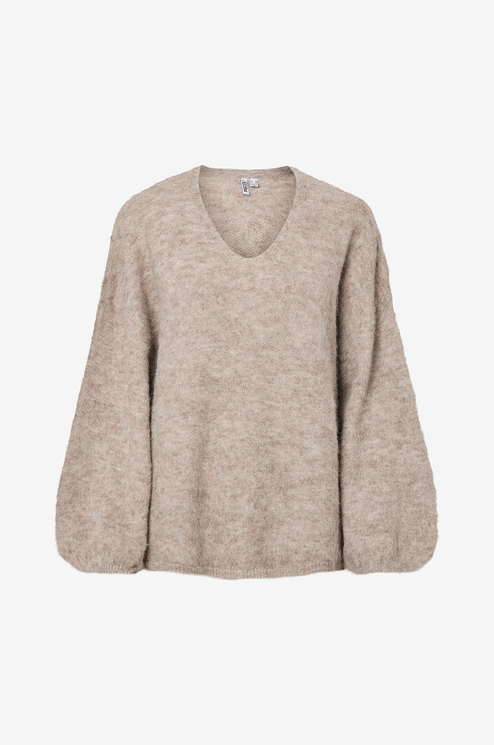 Genser Pcallie Ls V-Neck Knit Mwa Bc - Grå