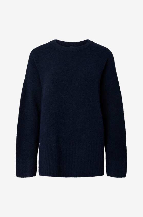 Genser Pctina Ls O-Neck Knit - Blå