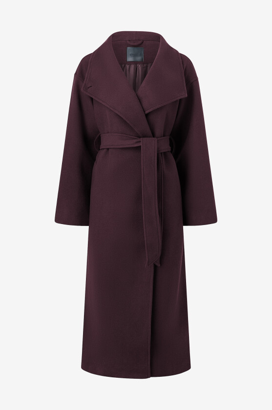 Kåpe High Neck Wool Blend Coat - Rød