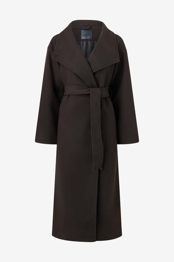 Kåpe High Neck Wool Blend Coat - Brun