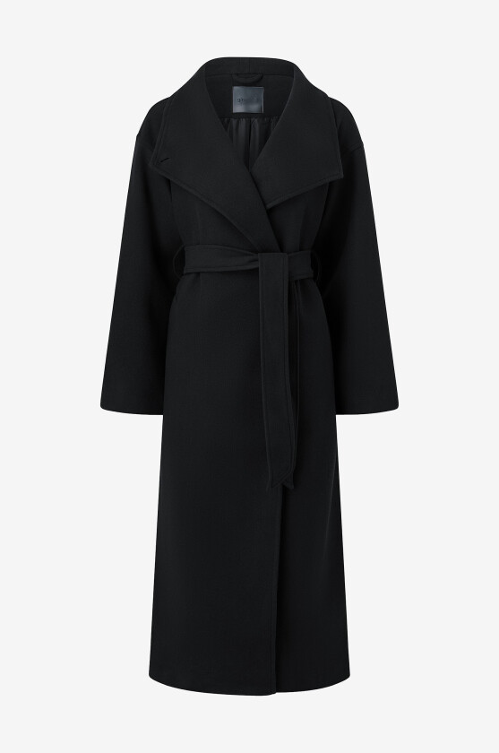 Kåpe High Neck Wool Blend Coat - Svart