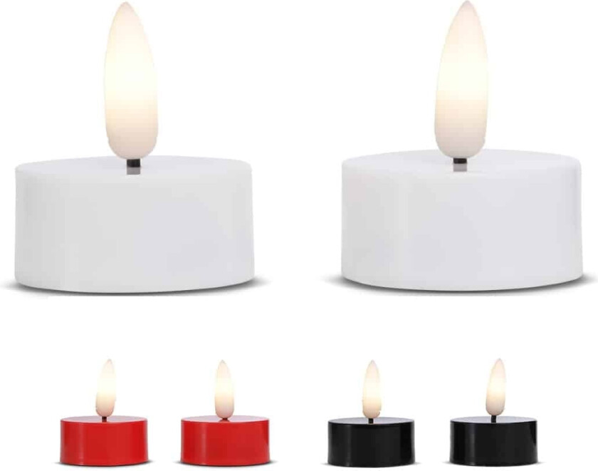 LED telys plast - 2 stk. - 2 cm - m/bevegelig flamme - (flere farger)