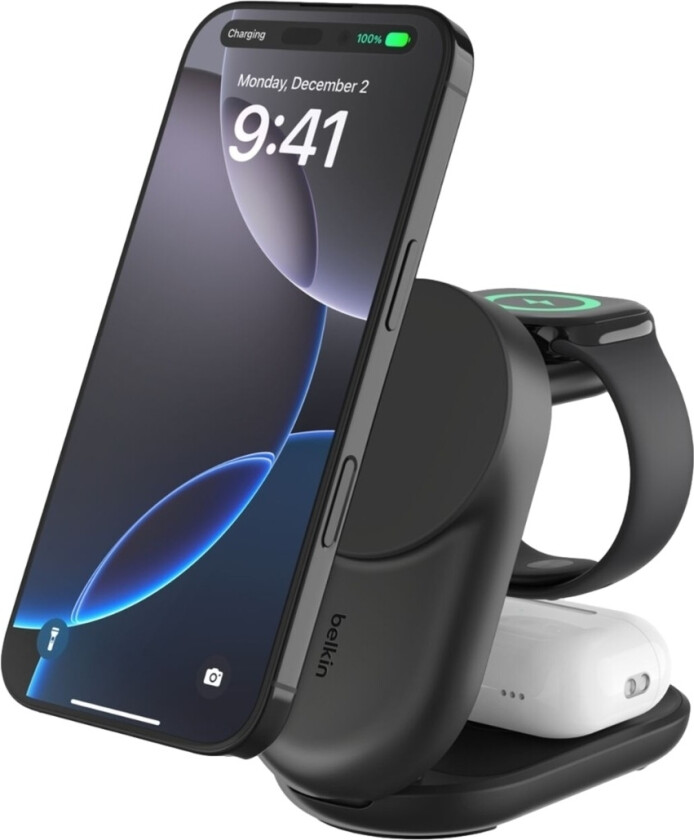 UltraCharge Pro 3-in-1 Qi2 Trådløs lader (sort)