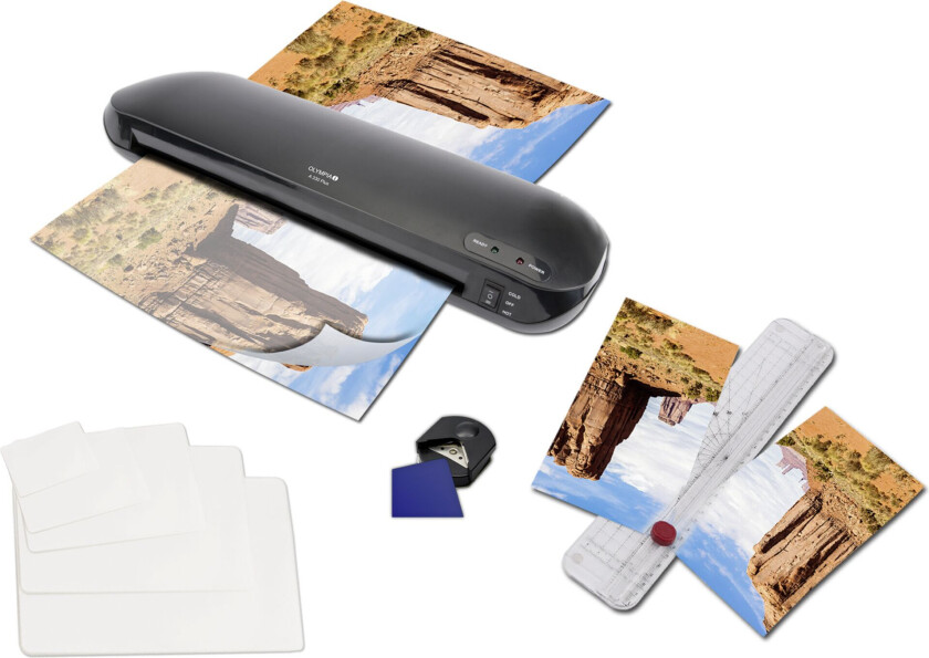 Bilde av 4 in 1 Set with Laminator A 330 Plus - Laminator - varm- eller kaldlaminator - pung - 33 cm - med trimmer and corner rounder