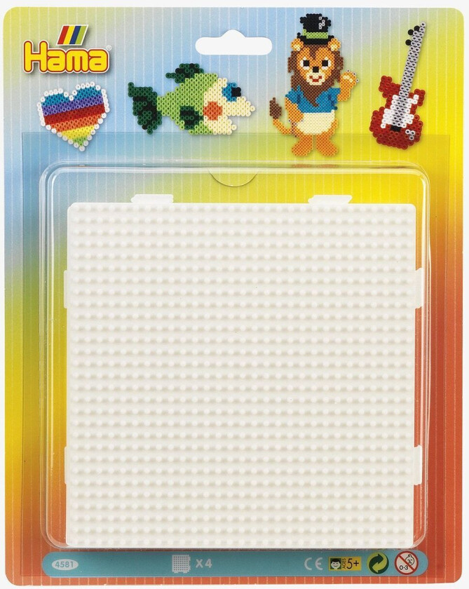 Bilde av Midi Perleplater 4581 Samleplate Firkant Hvit - 4 stk