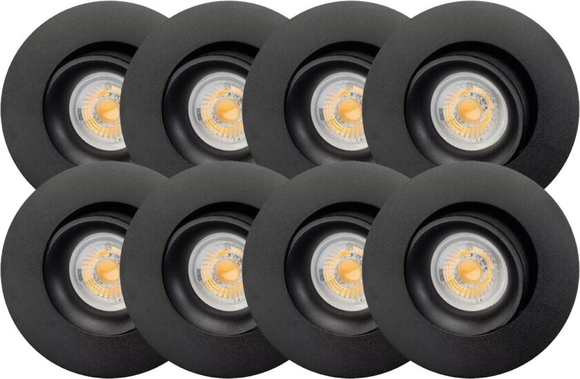 Downlight Junistar Bio 2700K, sort, 8-pakning