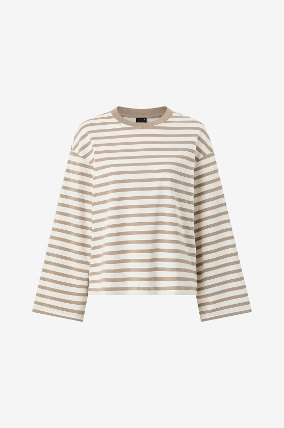 Topp Stripe Long Sleeve Tee - Beige