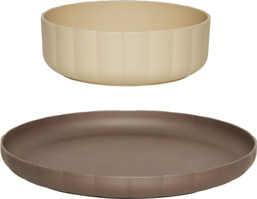 Pullo Tallerken og Skål Taupe / Vanilla