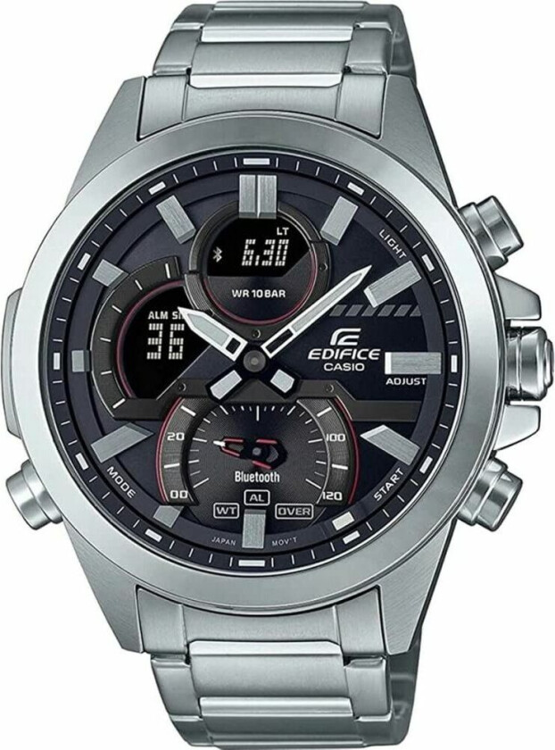 Edifice ECB-30D-1AEF - Kvarts - Sølv - Herreklokker - Rustfritt stål - ledd m/pin - Mineral