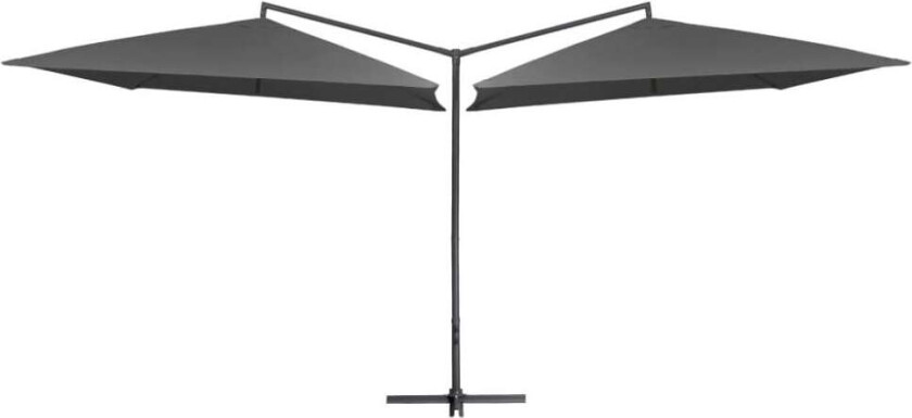 Dobbel parasoll med stålstang 250x250 cm antrasitt