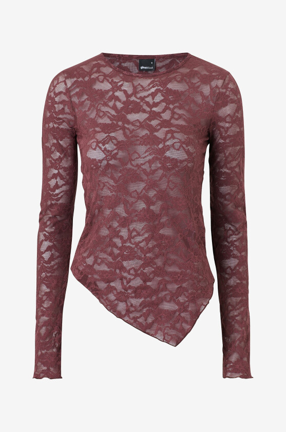 Topp Lace asymmetric top - Rød