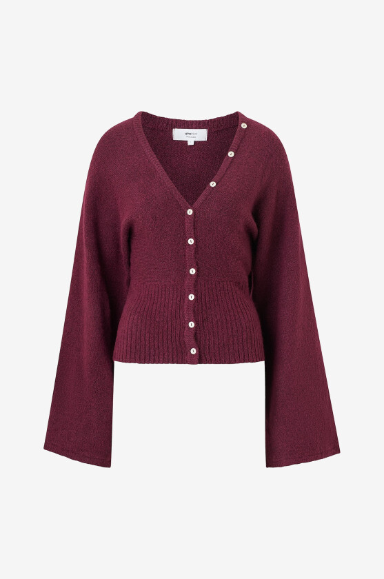 Kardigan Fitted waist knitted cardigan - Rød