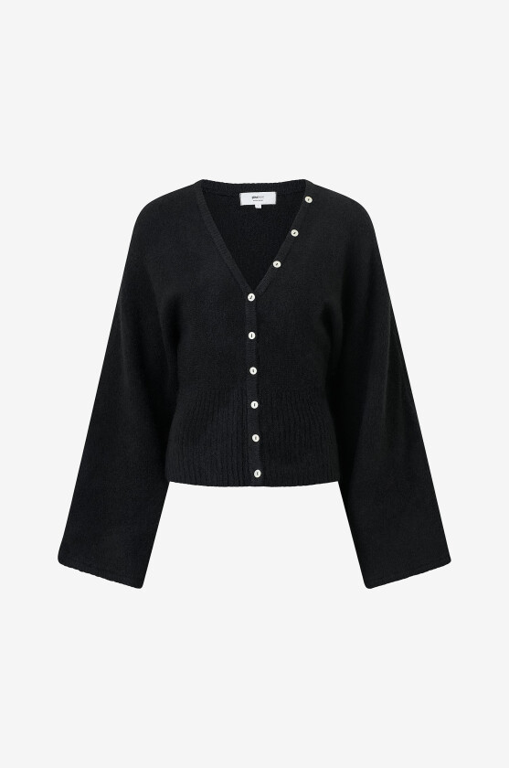 Kardigan Fitted waist knitted cardigan - Svart