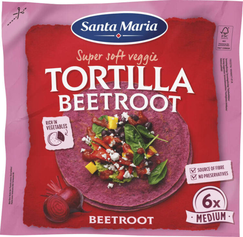 Tortilla m/Rødbet Medium 240g