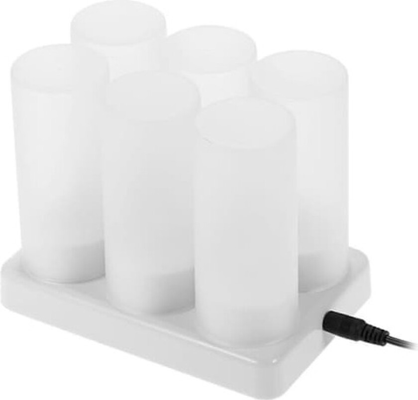 4 stk/sett Oppladbare LED Flammeløse Telys med Frostet Ladebase Gult Lys Ac100-240v (med Batterier) 6-Pakning - UK Plugg