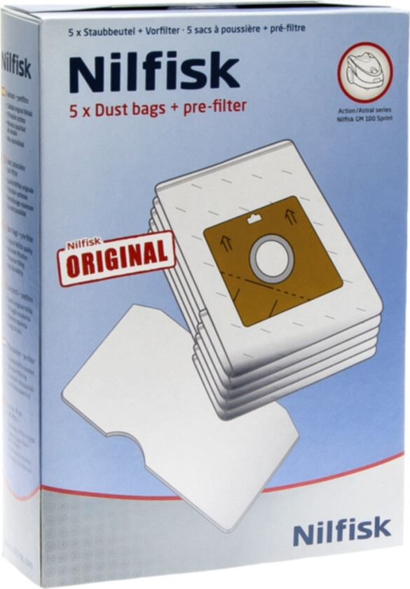 Støvsugerposer, syntetfiber, 5st.