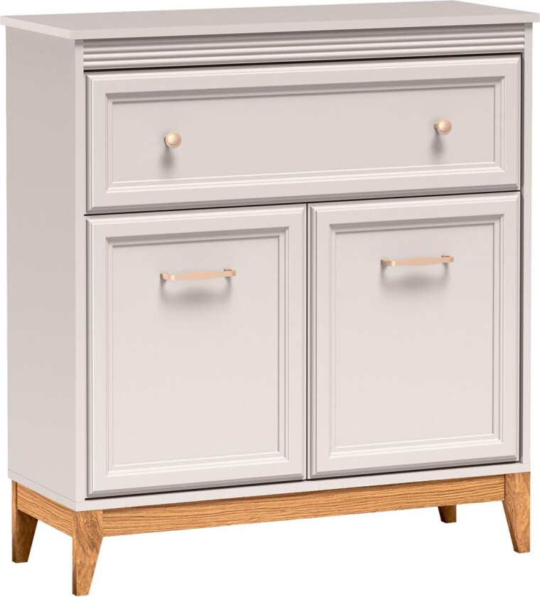 Zeylor Skjenk 92 cm - beige med ben i natureik og håndtak i gull- og kobberfarge