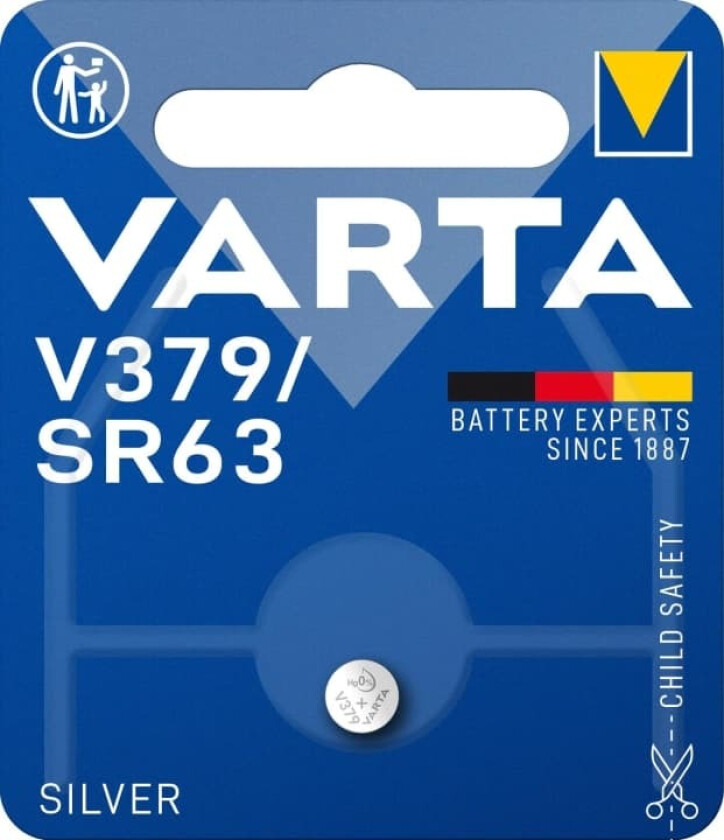 V379/SR63 Sølv Myntcellebatteri - 1 Pakke 379101401