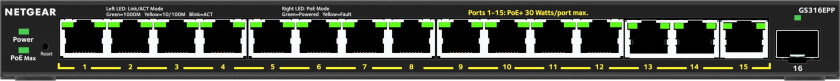 Netgear Gs316epp 16-port Managed Plus Switch With Poe+