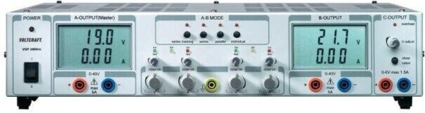 VSP 2405 Laboratoriestrømforsyning, indstillelig 0.1 - 40 V/DC 0 - 5 A 409 W Antal udgange 3 x