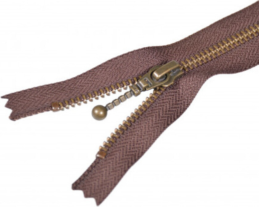 Bilde av Glidelås Fast Antikk Messing Brun 6mm - 35cm
